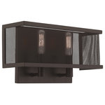 Livex Lighting - Livex Lighting Bronze 2-Light ADA Wall Sconce - Elevate your modern living area with this urban bronze two light wall sconce featuring a stainless steel mesh shade.