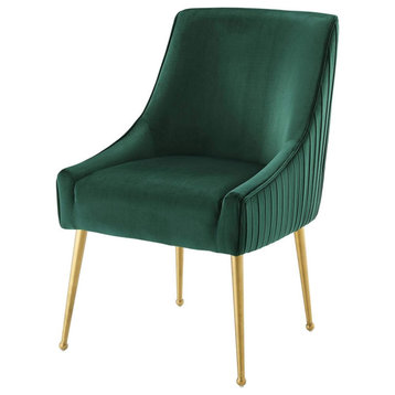 Set of 2 Dining Chair, Wooden Legs With Padded Velvet Upholstered Seat
