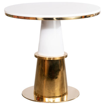 Vanessa Accent Table in White and Gold