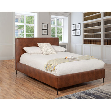 Sophia California King Faux Leather Upholstered Platform Bed in Brown