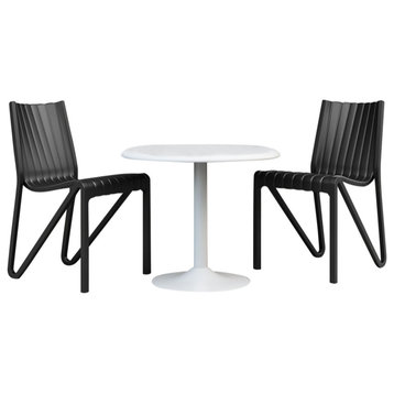 Zyleg Chairs & Heron Table Set, Black