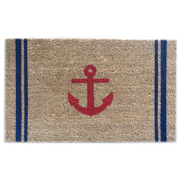 Hand Painted "Anchor" Welcome Mat, Red Anchor