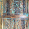 Consigned Rustic Sliding Barn Doors, Indian Carved Door, Poinciana Carved Door