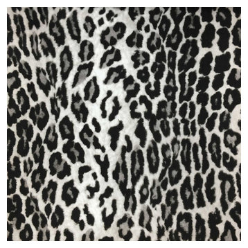 Safari Leopard Velvet Fabric, Black With Backing, With Backing