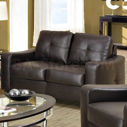 Jasmine Snow Brown Leather Loveseat - Coaster Co. - Loveseats