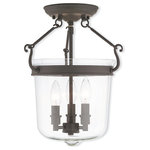 Livex Lighting - Ceiling Mount With Handcrafted Clear Glass, Bronze - A hand crafted clear glass holds three candelabra bulbs in this wonderful semi flush mount bell jar lantern. Bronze finish adorns the hardware and round canopy.�