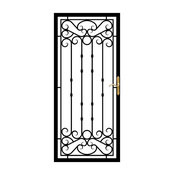 36"x80" Bella Wrought Iron Recessed Mount Steel Security Storm Door, Black
