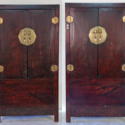 Antique Chinese Square Corner Elm Cabinet - Armoires And Wardrobes