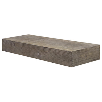 Rustic Wood Floating Wall Shelf - Grey (Small)