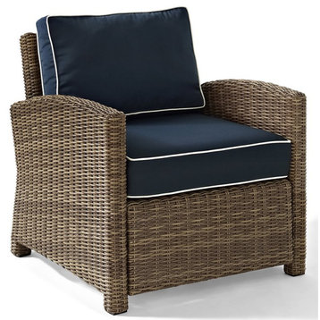 Crosley Furniture Bradenton Fabric Patio Chair in Brown and Navy