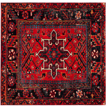 Safavieh Vintage Hamadan Collection VTH211 Rug, Red/Multi, 5'3" Square