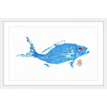 "Red Snapper in Blue" Framed Painting Print, 30"x20"