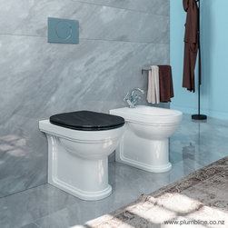 Canova Royal Floor Mount Toilet With Black Seat - Toilets