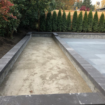 Bocce Ball Court, Pond, Granite Rocks and Dimensonal Flagstone