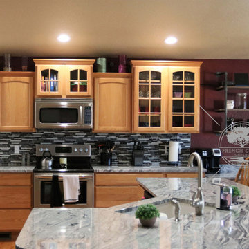 Kitchen Remodel Glass Oak Upper Cabinets