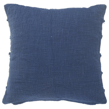 Overtufted Solid Throw Pillow, Deep Blue
