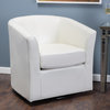 GDF Studio Corley Faux Leather Swivel Club Chair, Ivory, Faux Leather