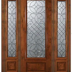 Pre-hung Sidelites Door 96 Wood Alder Savoy 1 Panel 3/4 Lite Glass - Front Doors