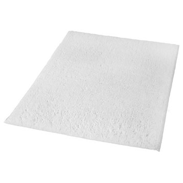 White Cotton Non Slip Washable Bathroom Rug, Kansas, Medium