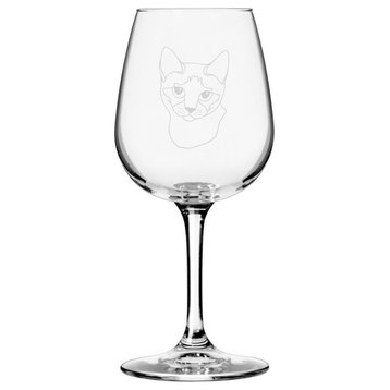 Tonkinese, Face Cat Themed Etched All Purpose 12.75oz. Libbey Wine Glass