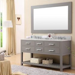 Cadale 72 inch Gray Finish Double Sink Bathroom Vanity One Mirror - Bathroom Vanities And Sink Consoles