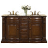 60 Inch Small Walnut Double Sink Bathroom Vanity, Choice of Top, Traditional, Ba