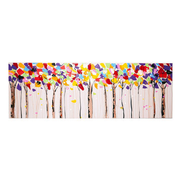 "Colourful Forest" Oil Painting, 120x40 cm