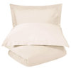 Luxury Cotton Blend Duvet Cover and Pillow Shams, Ivory, Full/Queen