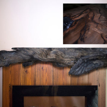 Rustic Redwood Driftwood Fireplace Mantel