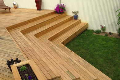 Deck with steps and planter boxes