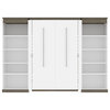 Atlin Designs 118" Modern Wood Full Murphy Bed with 2 Bookcases in White
