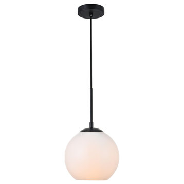 Baxter 1 Light Pendant in Black And Frosted White