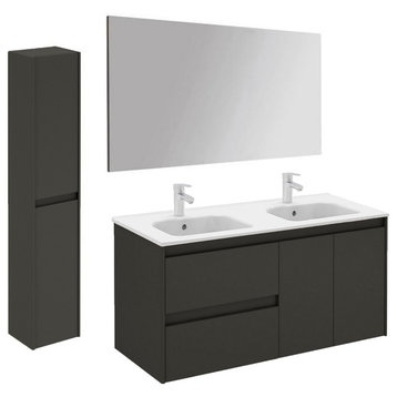 WS Bath Collections Ambra 120 DBL Pack 2 S06 Ambra 48" Wall - Gloss Anthracite