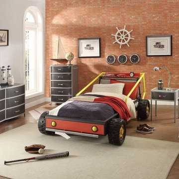 Track Race Car Bedroom Set | Red (5 PC)
