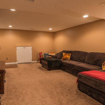 Finished basement with exercise area and small bath in Wexford, PA