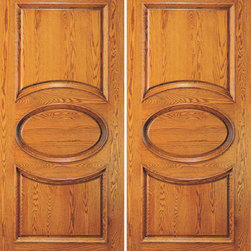Oval Double Door, Front Mahogany 3 Panel Raised Moulding - Front Doors