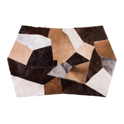Modern Cowhide Patchwork Area Rug, Handmade, Hair-on-Hide, 5'10"x3'7" - Area Rugs