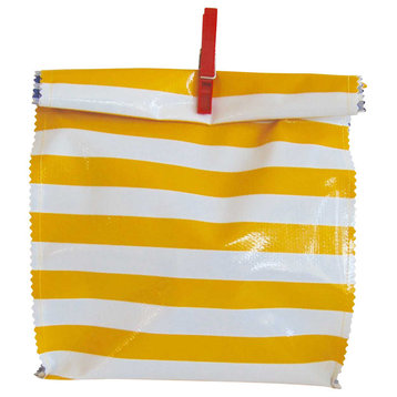 Oil Cloth Lunch Bag, Yellow Stripes and Blue Gingham