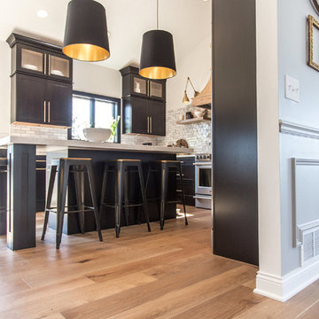 Custom Diamond Tiles merge with Handcrafted Subway Tile