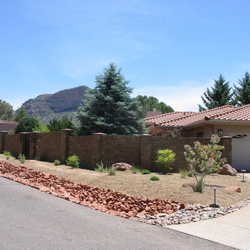 Rock lined drainage ditch