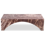 Meridian Furniture - Palermo Marble Coffee Table, Cherry - Discover the Palermo red cherry marble coffee table, showcasing an arched shape and Art Deco design, making it a stunning centerpiece for any space. Crafted for both style and durability, it blends luxury with practicality, becoming the focal point of gatherings and conversations. Elevate your living area with its timeless appeal and sophisticated design.