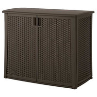 Outdoor Resin Wicker Storage Cabinet Shed, Dark Mocha Brown