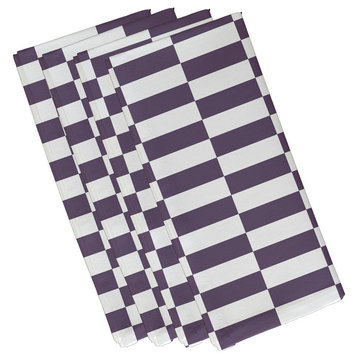 Stair Stepping Stripes Print Napkin, Larkspur, Purple, Set of 4