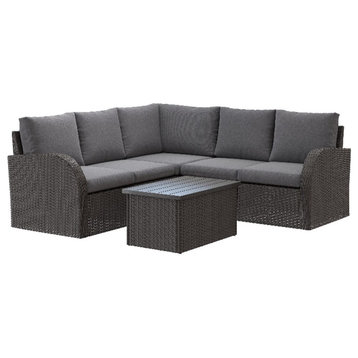 Brisbane 6-Piece Outdoor Wicker / Rattan Sectional Set with Light Gray Cushions