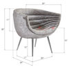 Nouveau Club Chair, Gray Crushed Velvet Fabric, Stainless Steel Legs