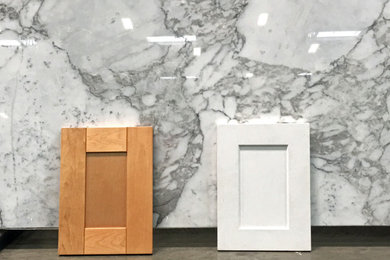 Inspiration for a craftsman kitchen remodel in Los Angeles with shaker cabinets and an island