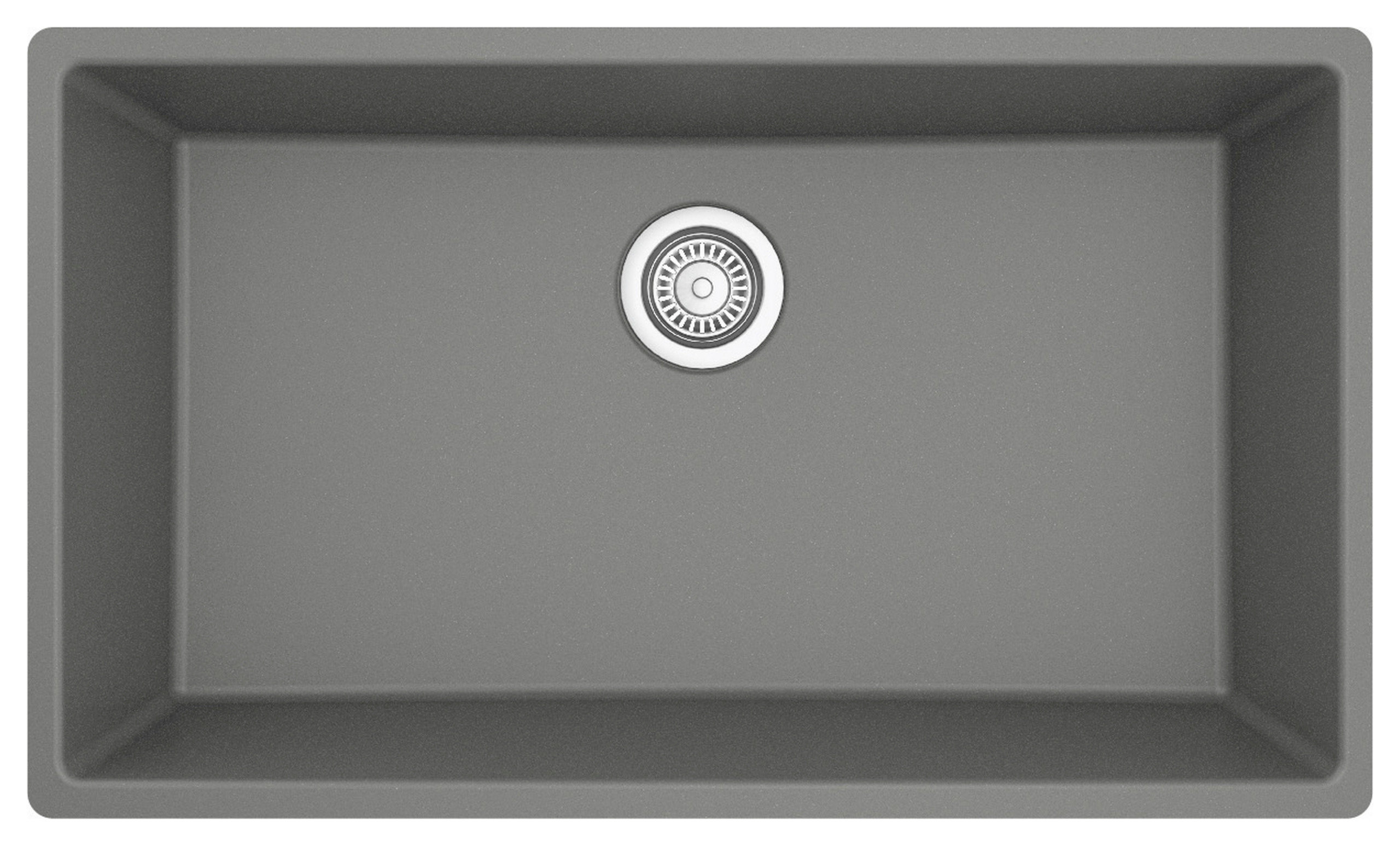Karran QU-812 Undermount 32.5" Large Single Bowl Quartz Sink Kit, Grey