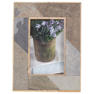 Slate Picture Frame With Distressed Design, Slate, 5"x7"