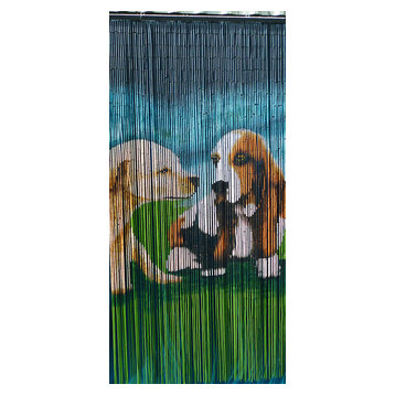Dog Print Beaded Bamboo Curtain, 90 strands