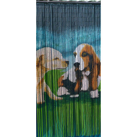 Dog Print Beaded Bamboo Curtain, 90 strands